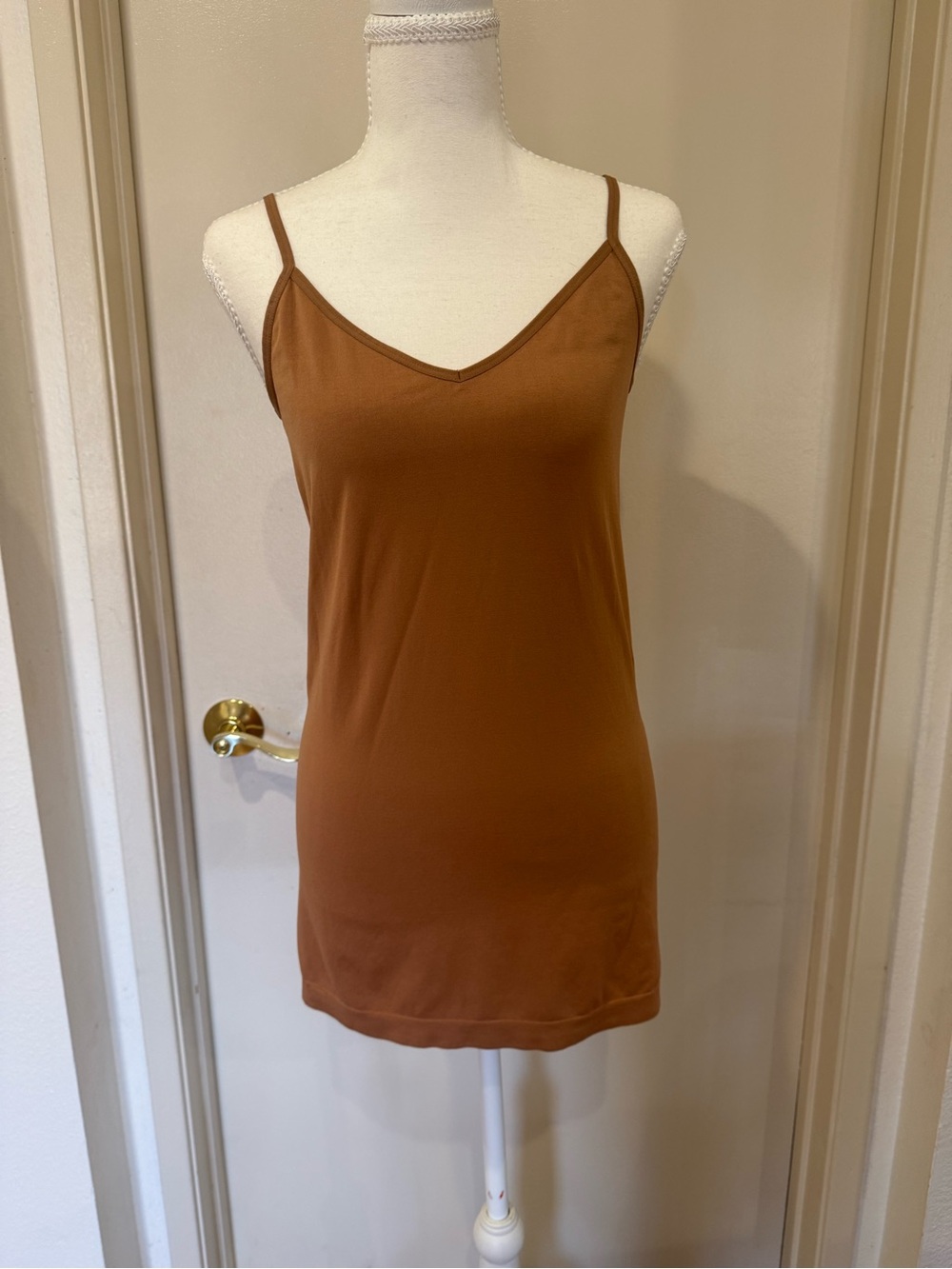Nine West Rustic Brown Spaghetti-Strap V-Neck Cami Top